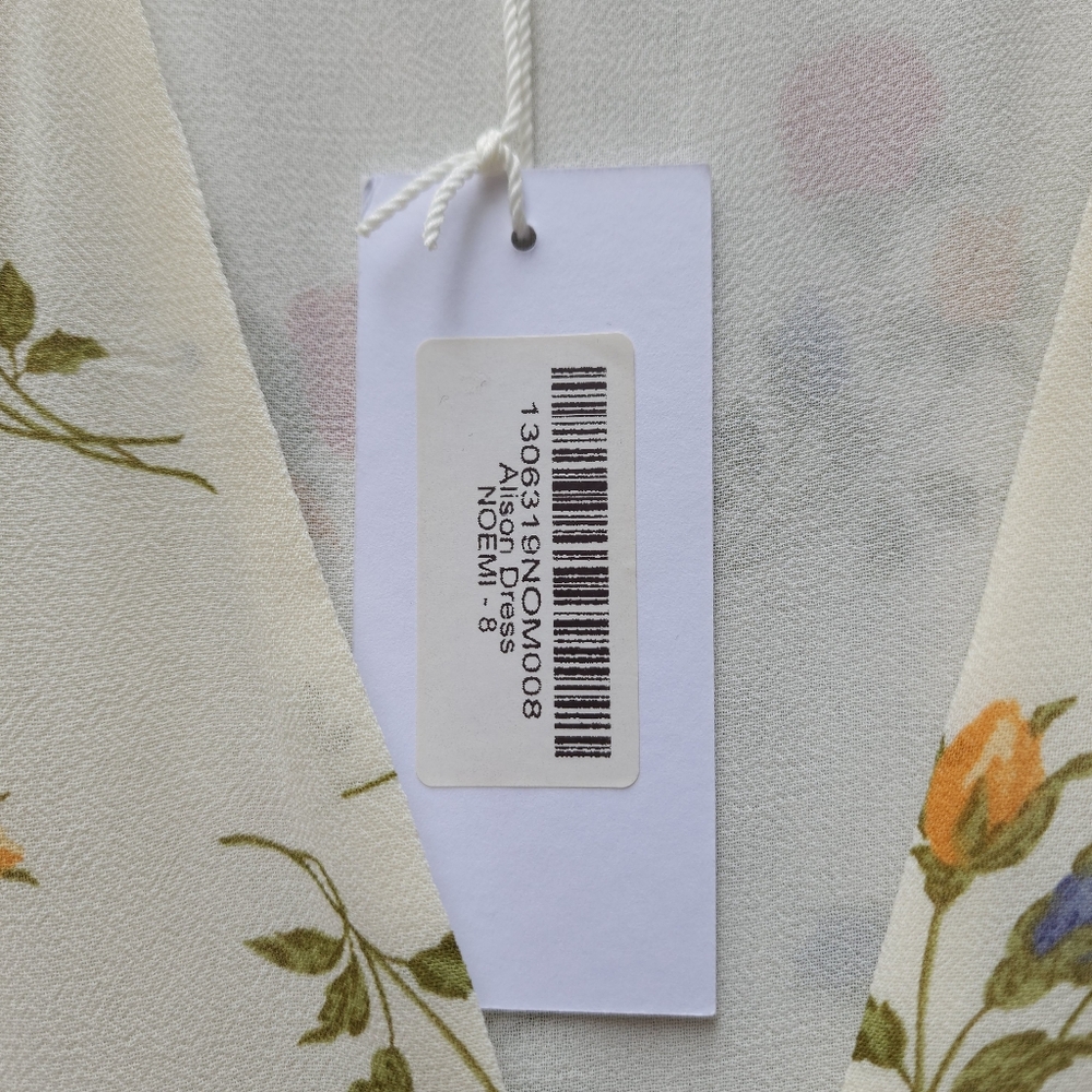Reformation Alison Floral Cream Mini Dress with Button Detail - Picture 5 of 10